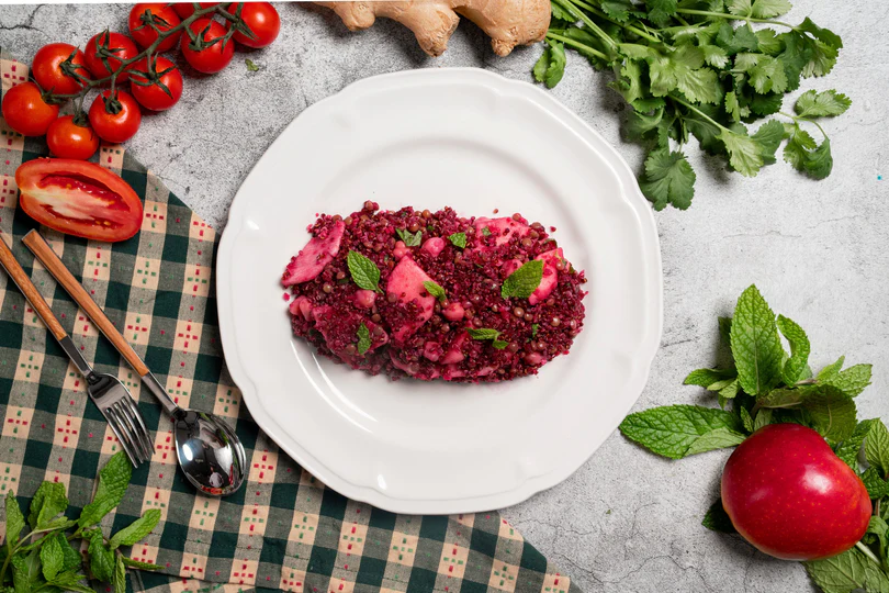 Beetroot and lentil tabbouleh