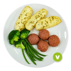 Albóndigas veganas con patata asada