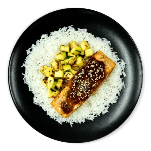 Salmón Teriyaki con arroz basmati